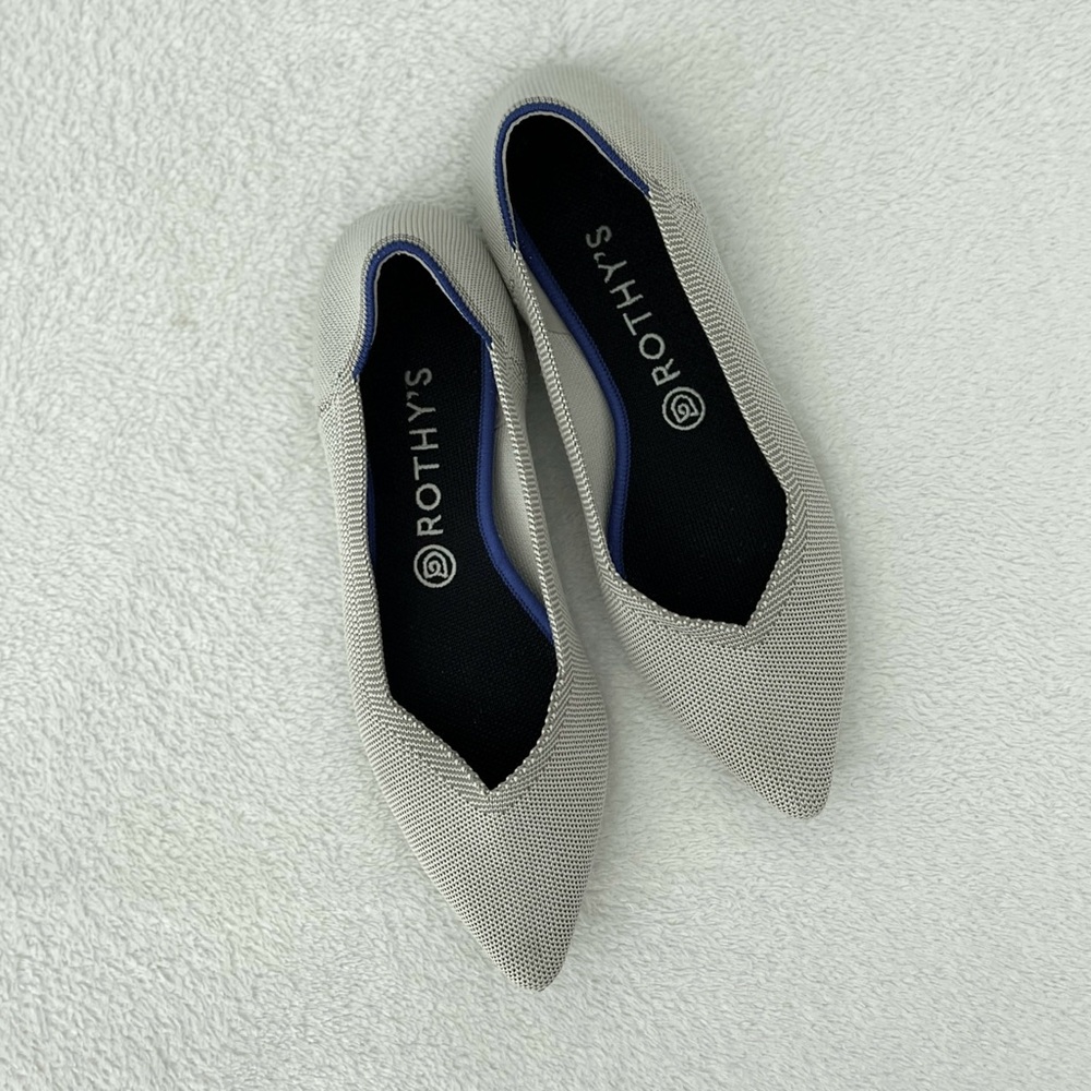 Rothy's Gray Pointed-Toe Flats Sleek Design